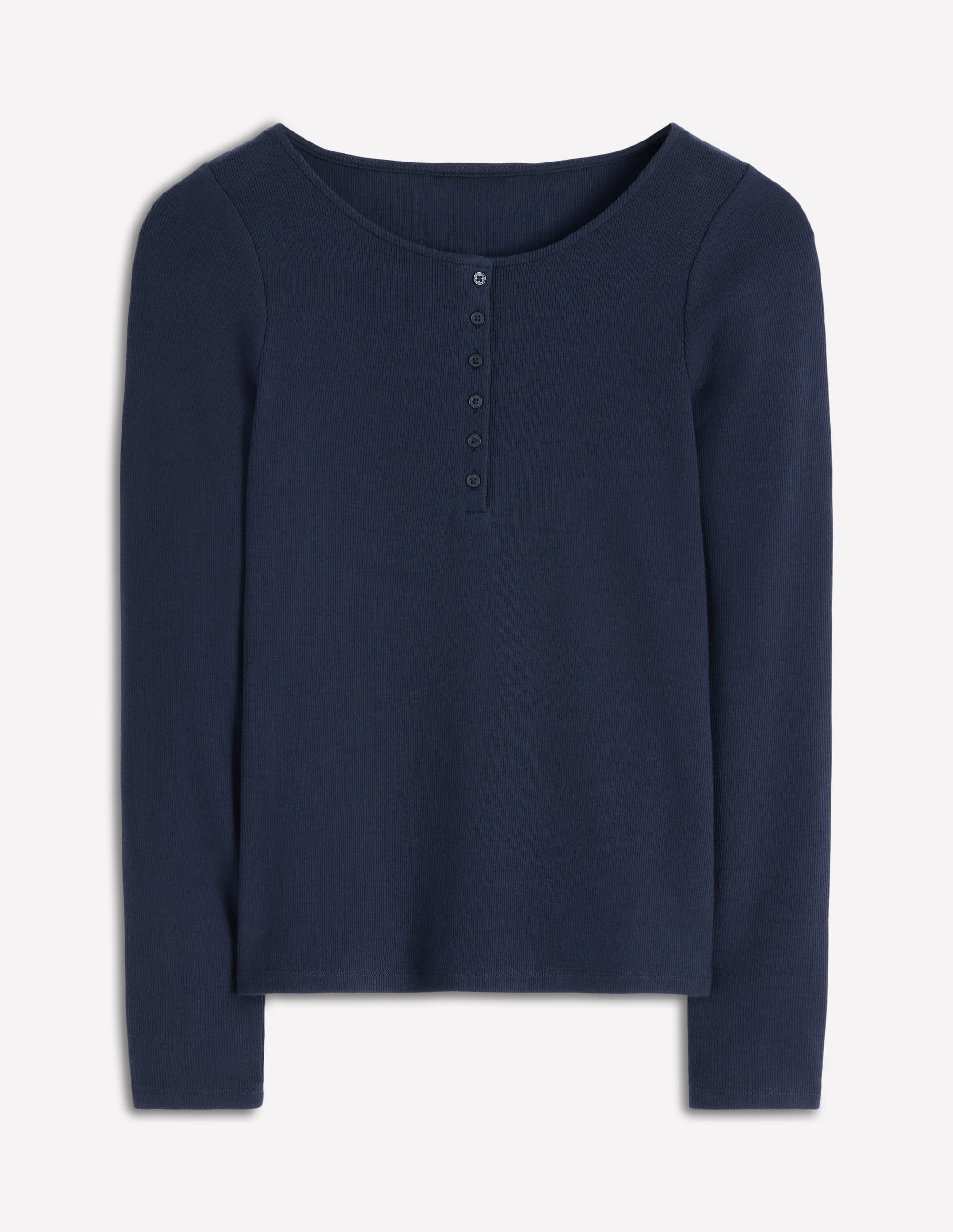 【NOICE】COTTON RIBBED LONG SLEEVES HENLEY NECK NAVY Rib Henley-Navy | Boden UK