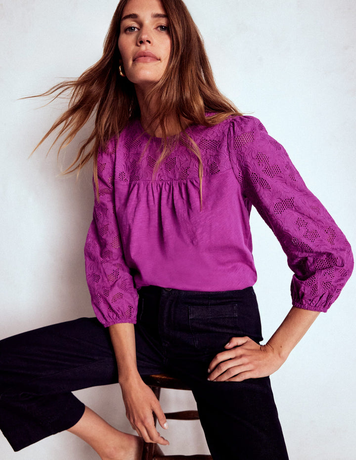May Broderie Top-Regal Purple