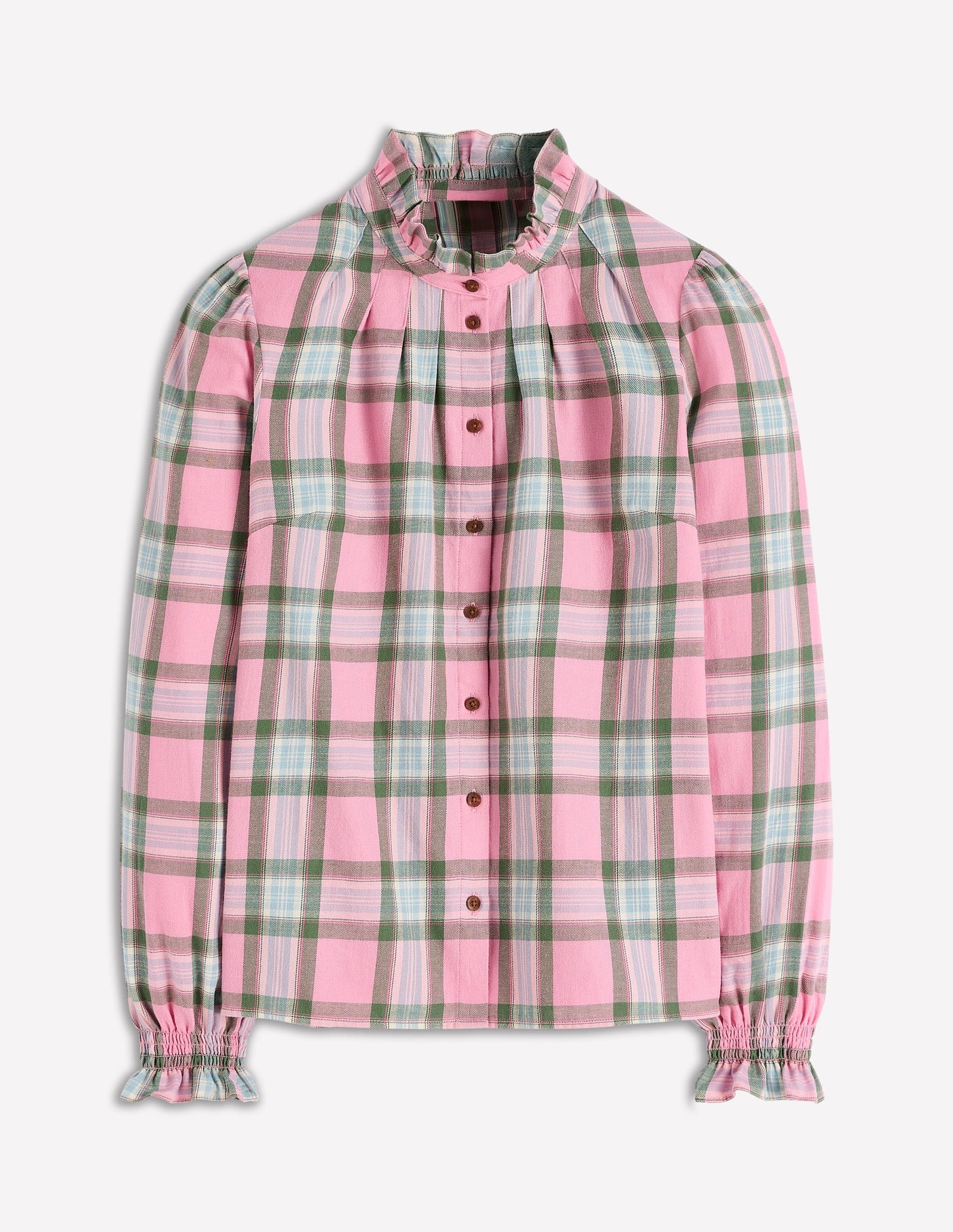Lorna Brushed Cotton Top-Pink and Green Check