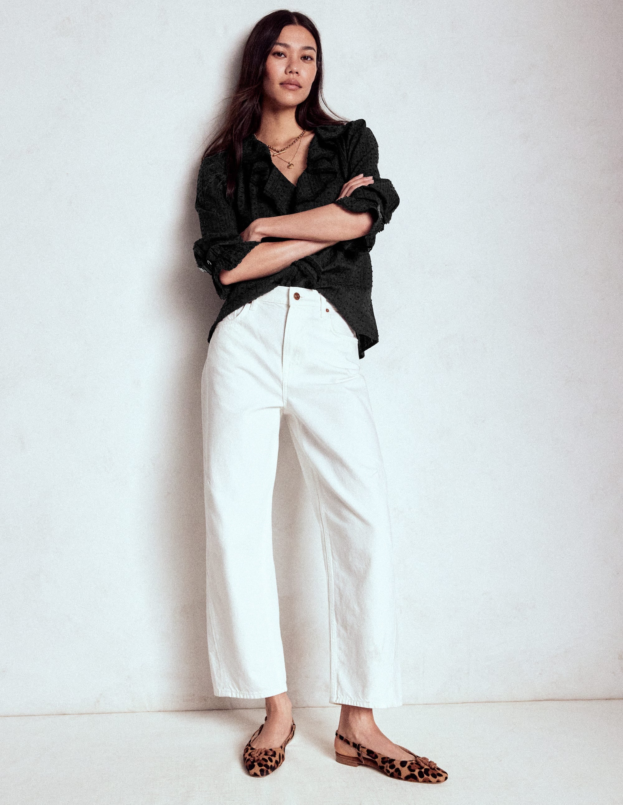 Eliza Ruffle V-Neck Blouse-Black - Image 4
