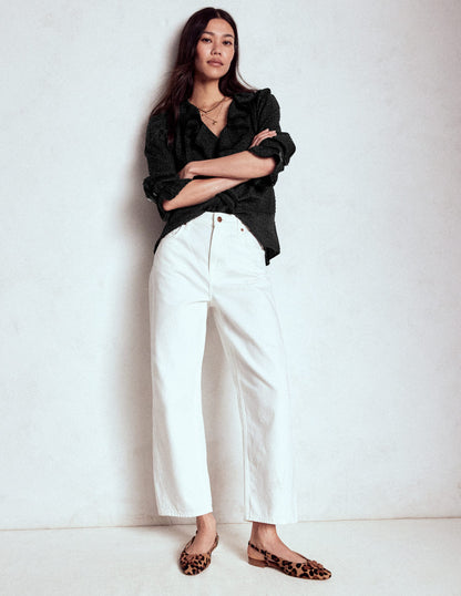 Ruffle V-Neck Blouse-Black-4