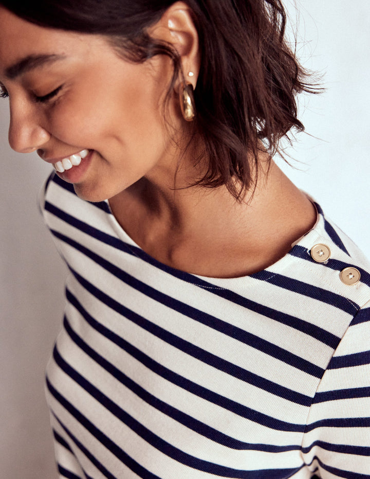 Button Mariner Breton-Ivory and Navy Stripe