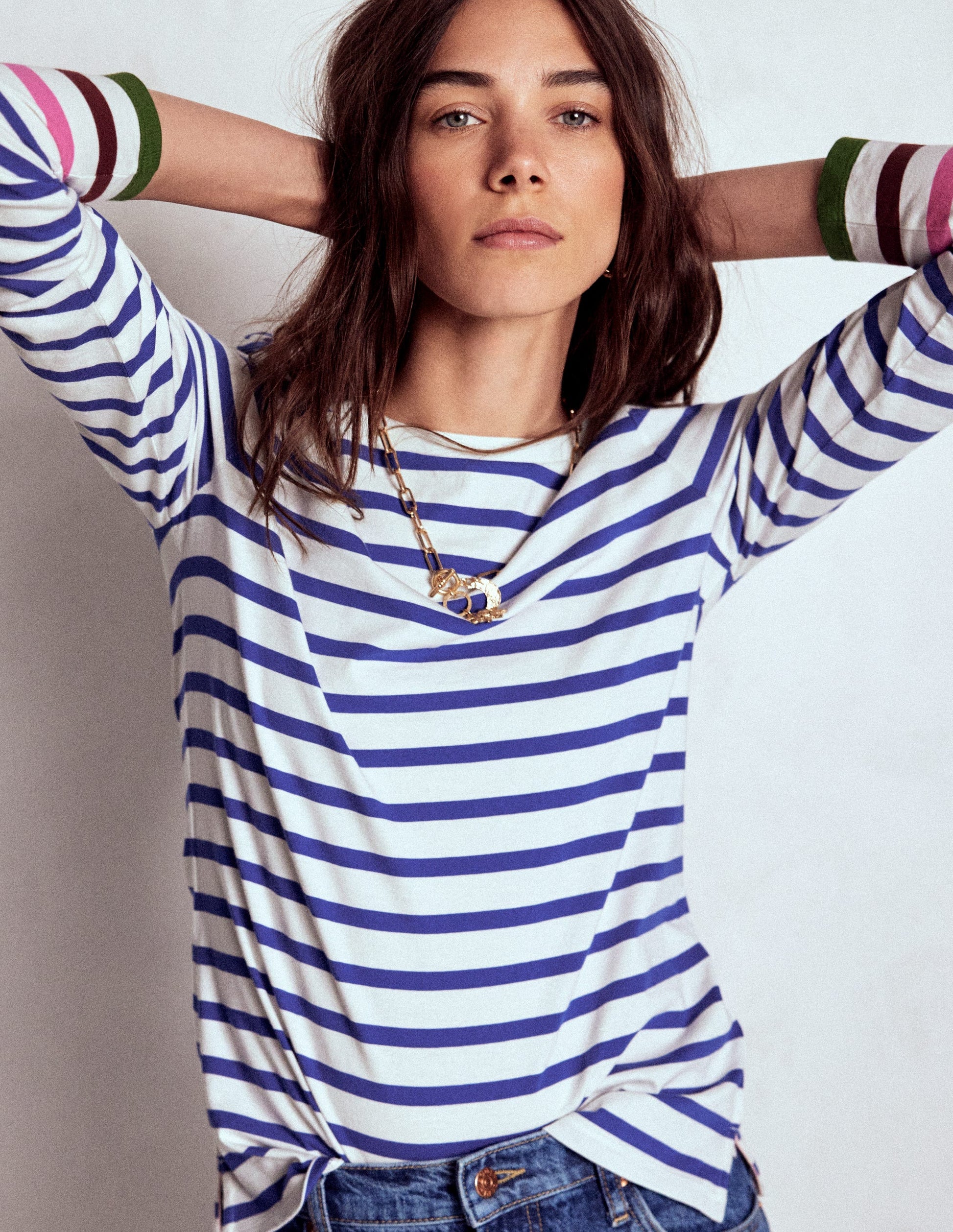 Olivia Long Sleeve Breton-Kingfisher Blue, Multi Cuff-1
