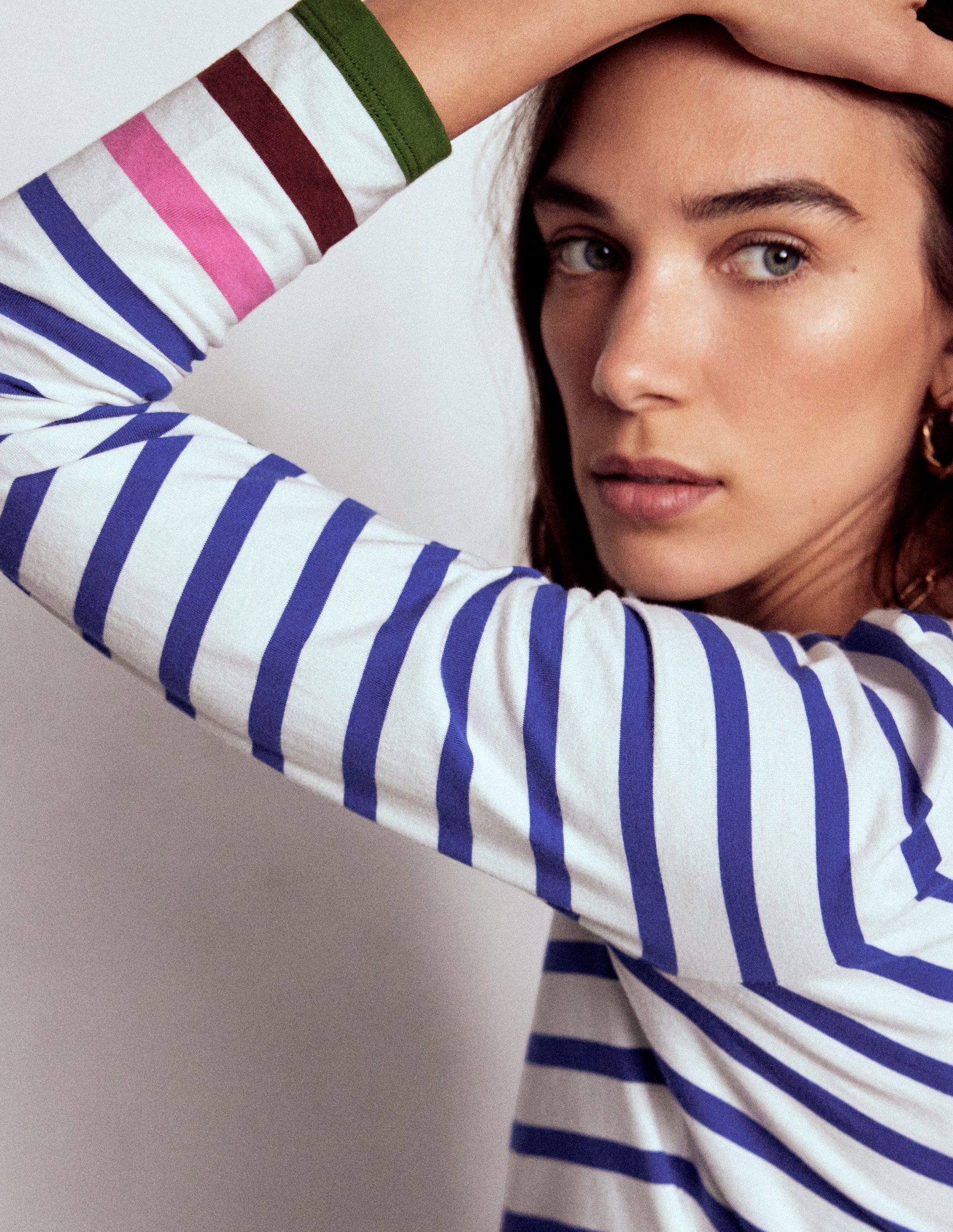 Olivia Long Sleeve Breton-Kingfisher Blue, Multi Cuff-2