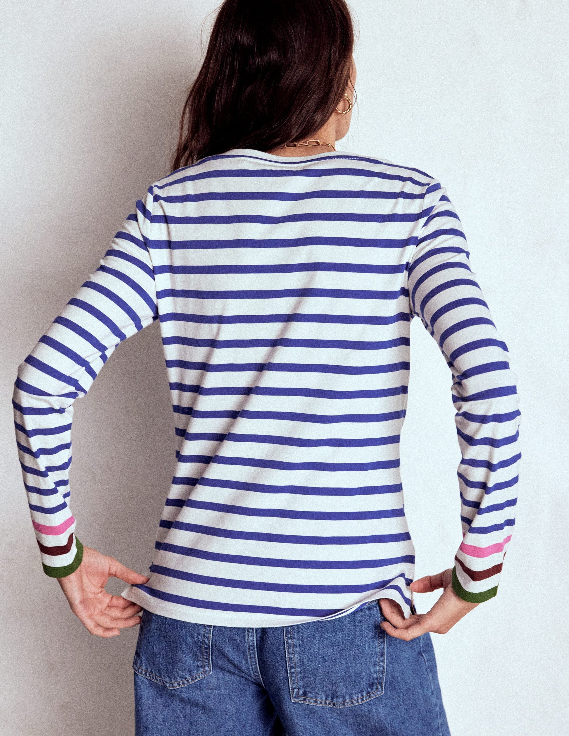 Olivia Long Sleeve Breton-Kingfisher Blue, Multi Cuff-3