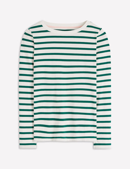 Olivia Long Sleeve Breton-Emerald Night Stripe-5