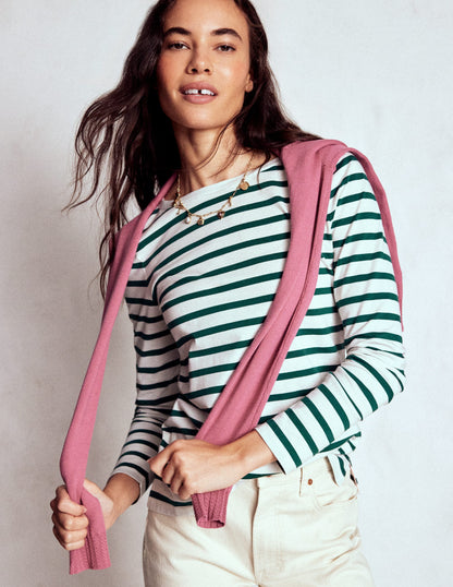 Olivia Long Sleeve Breton-Emerald Night Stripe-4