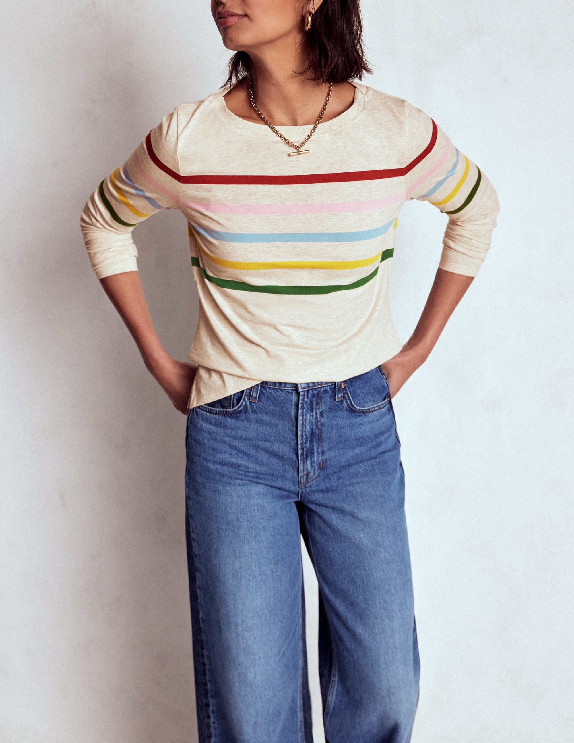 Olivia Long Sleeve Breton-Oatmeal Marl Placed Breton - Image 4
