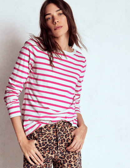 Olivia Long Sleeve Breton-Pink Peony Stripe-1