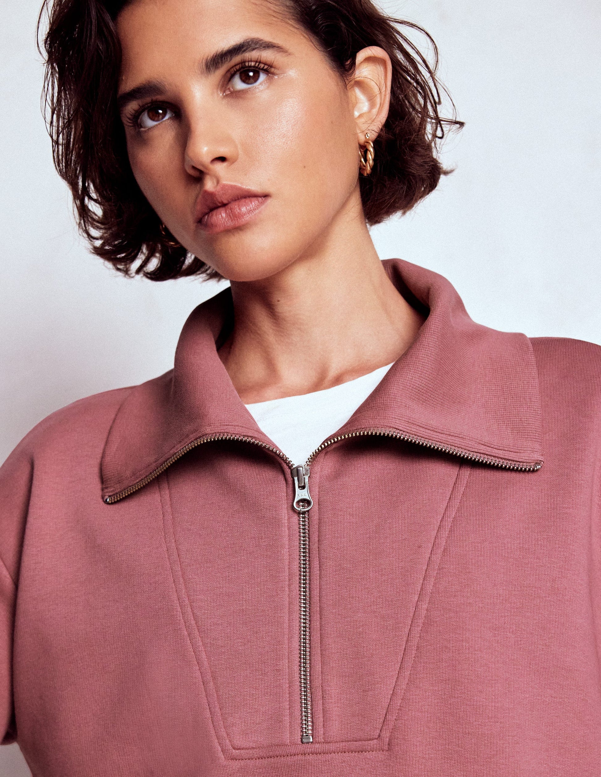 Panelled Half-zip Sweatshirt-Blushing Rose-2