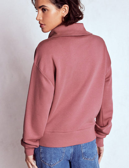 Panelled Half-zip Sweatshirt-Blushing Rose-3