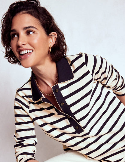 Collared Mariner-Ivory and French Navy Stripe-2