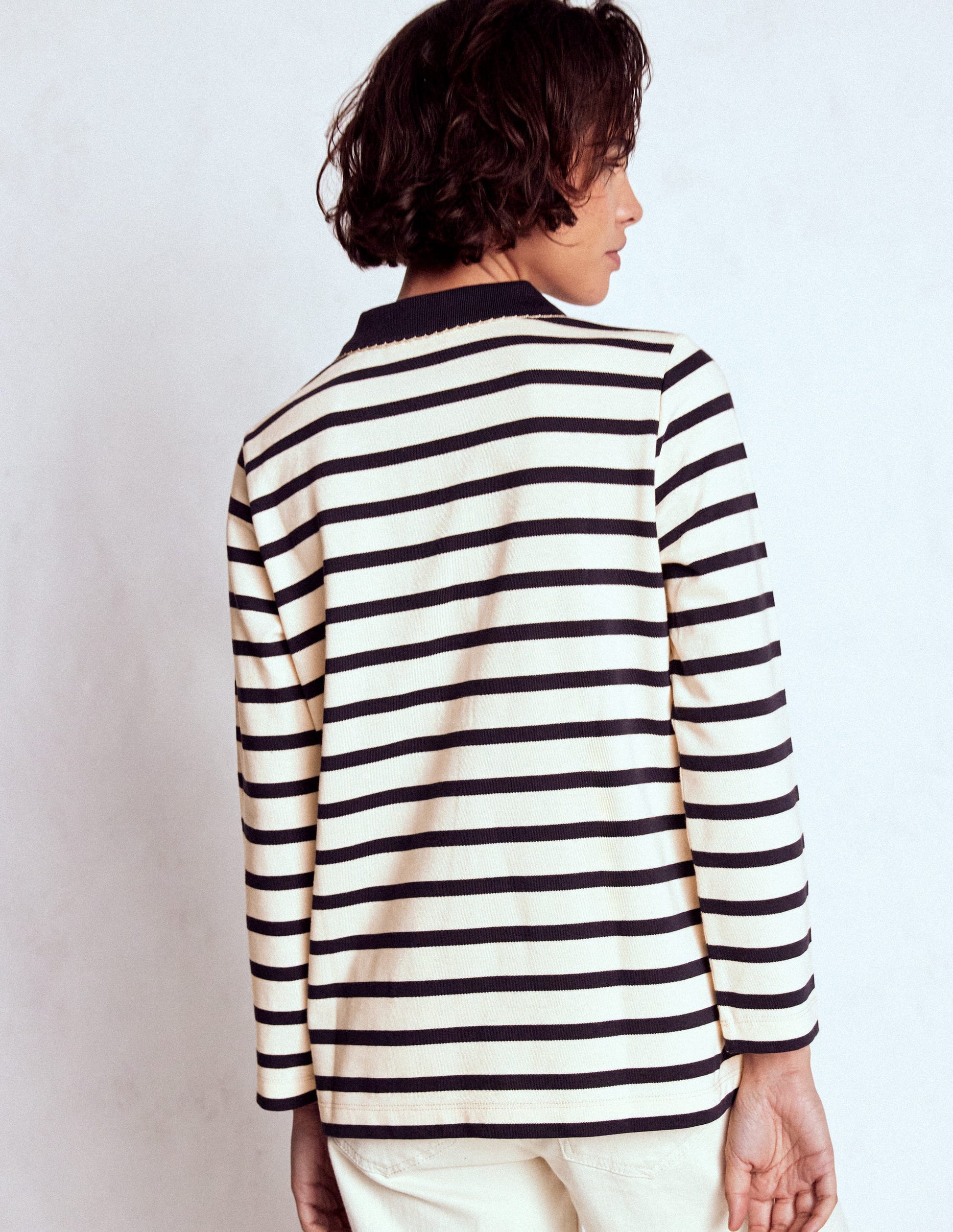 Collared Mariner-Ivory and French Navy Stripe-3