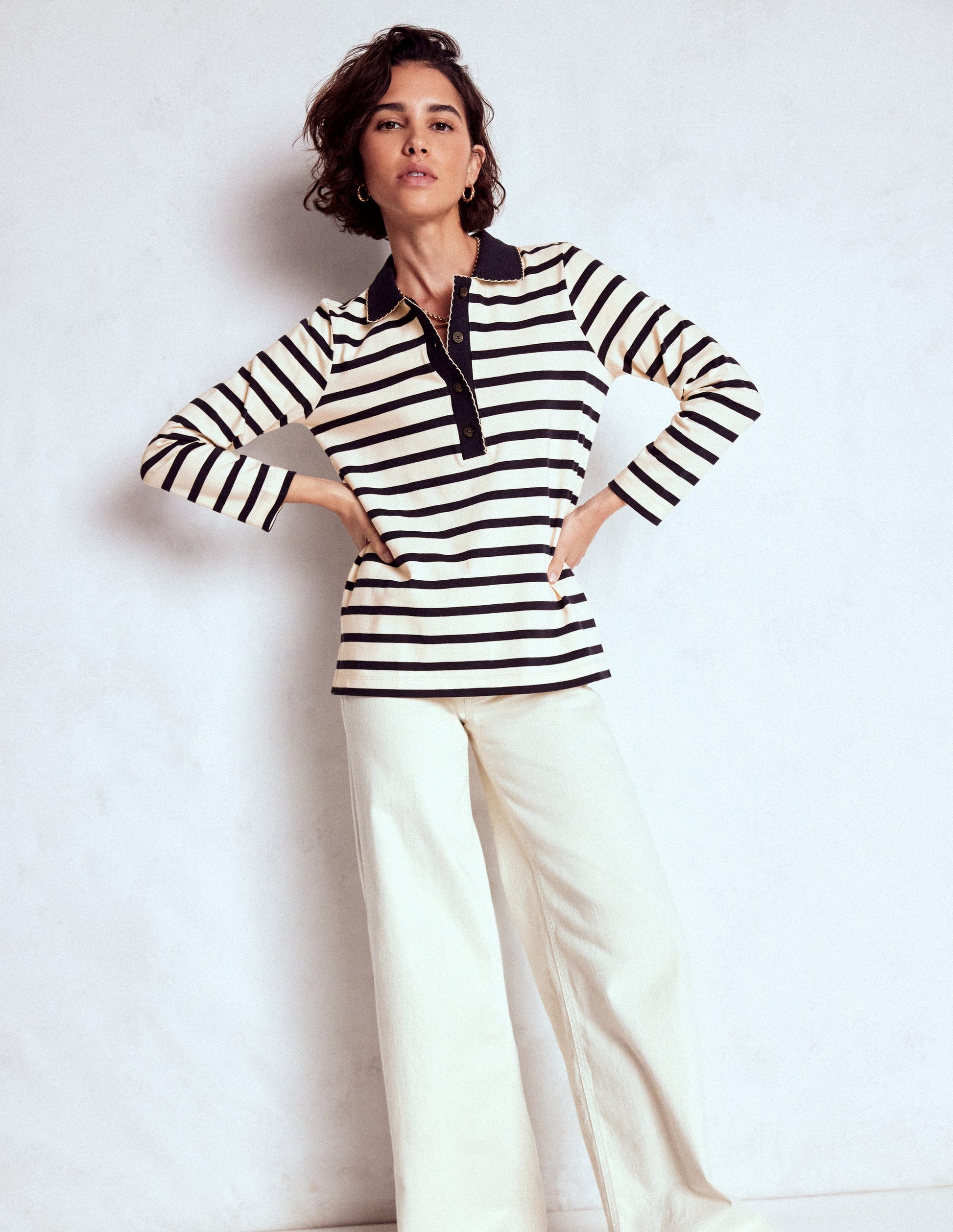 Collared Mariner-Ivory and French Navy Stripe-4