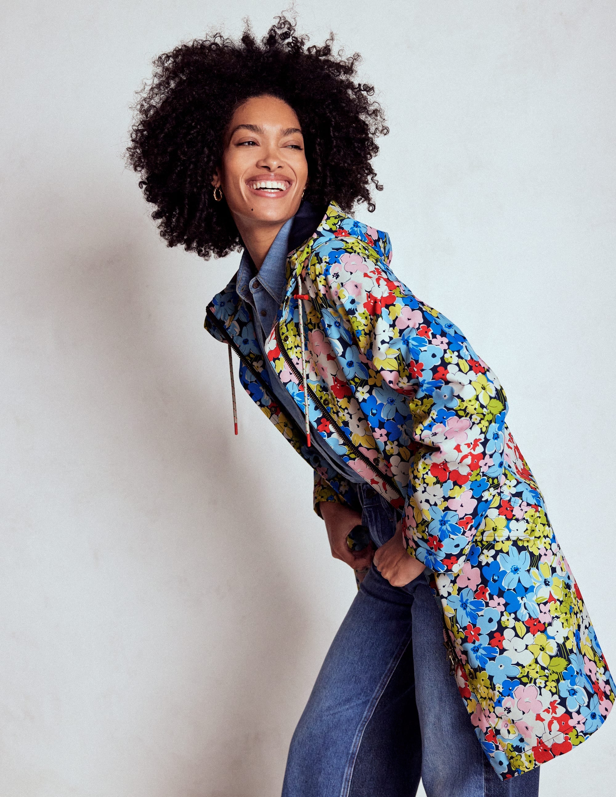 Wells Waterproof Hooded Coat-Multi, Flowerbed Cluster - Image 1