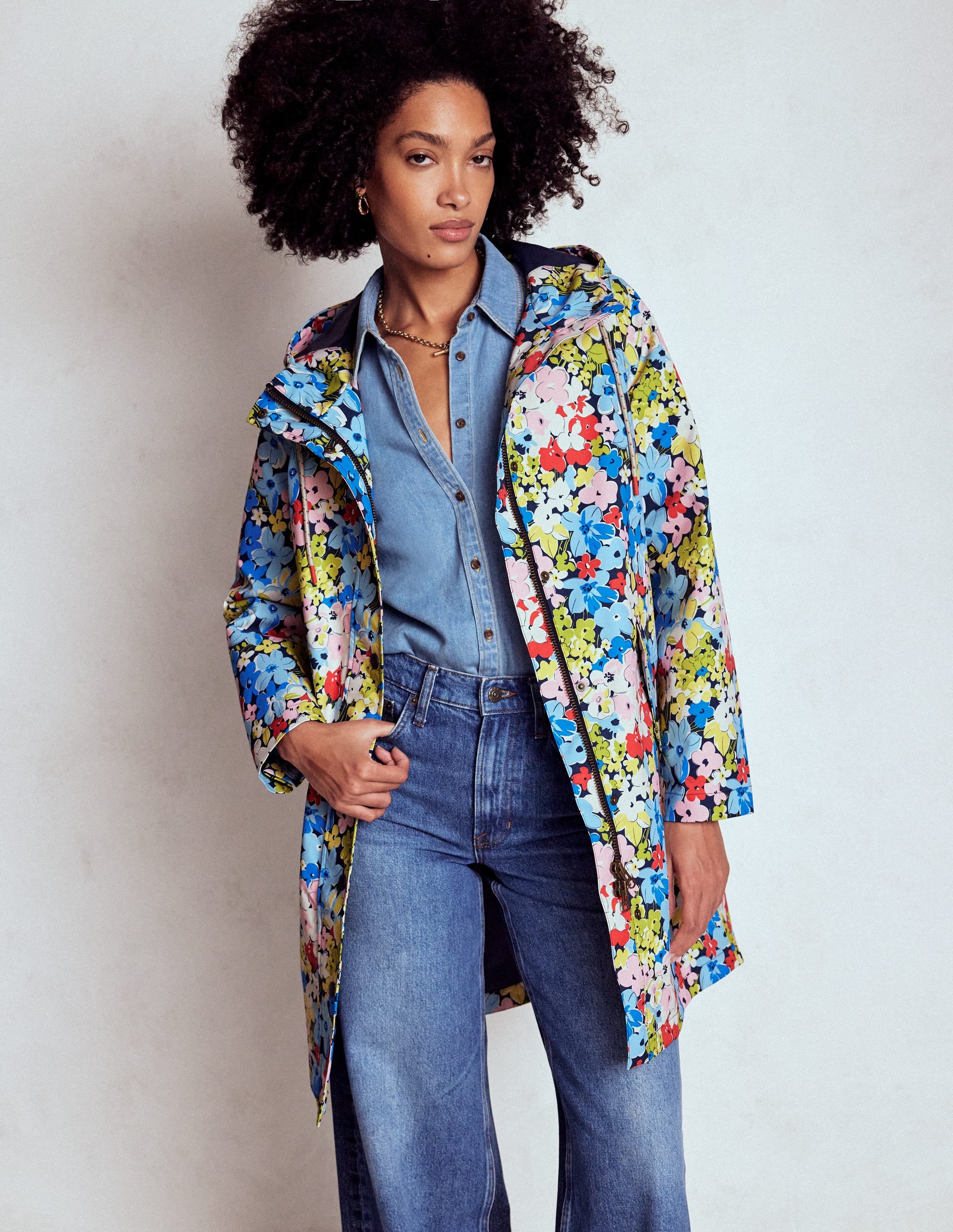 Wells Waterproof Hooded Coat-Multi, Flowerbed Cluster - Image 3