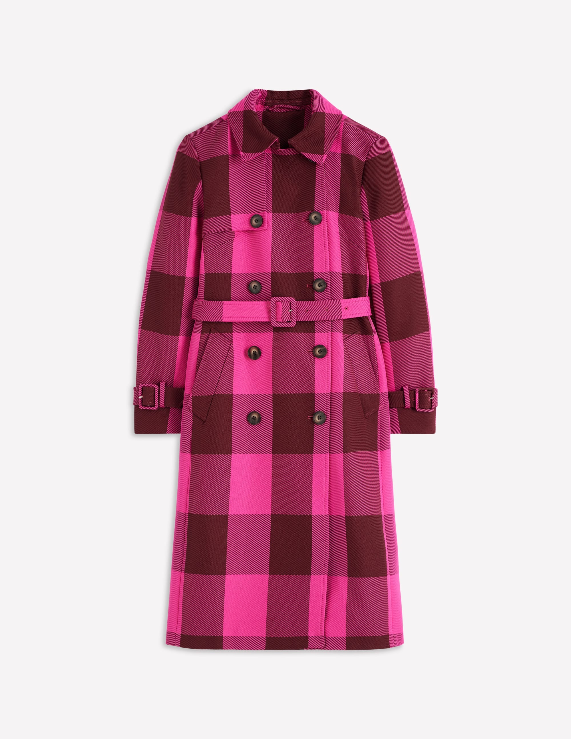 Cheltenham Trench Coat-Pink Peony, Chestnut Gingham - Image 8