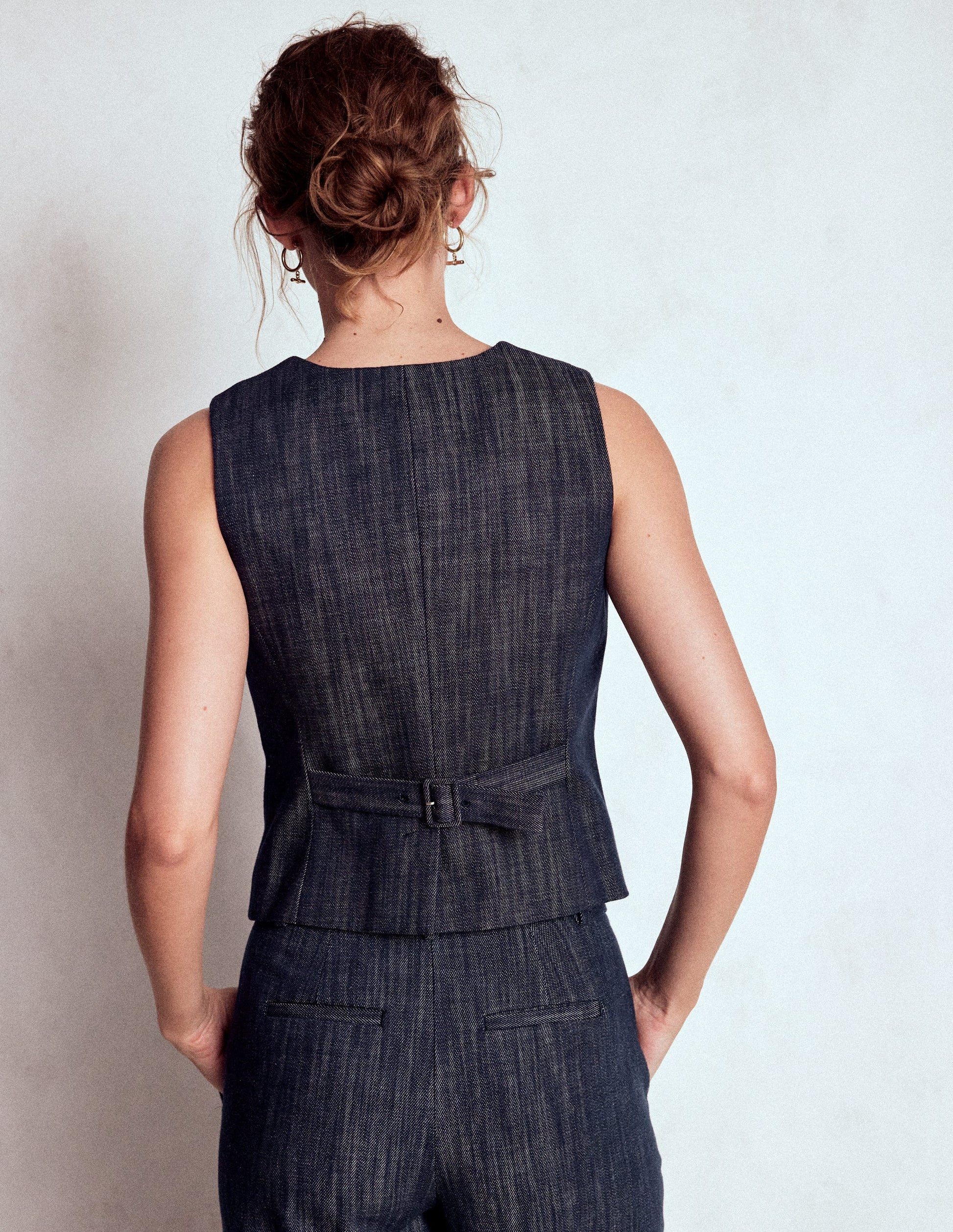 Tailored Twill Waistcoat-Navy, Indigo-3