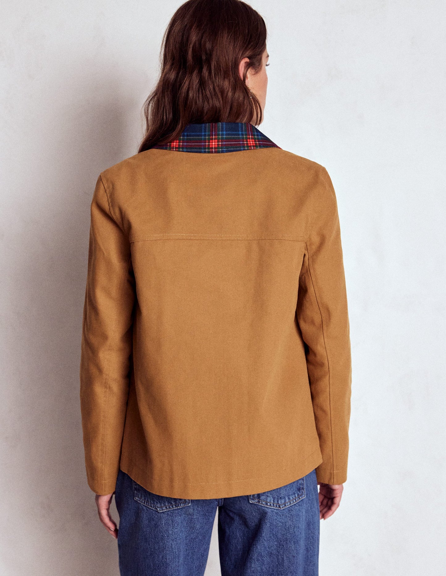 Canvas Barn Jacket-Hazelnut Brown, Check