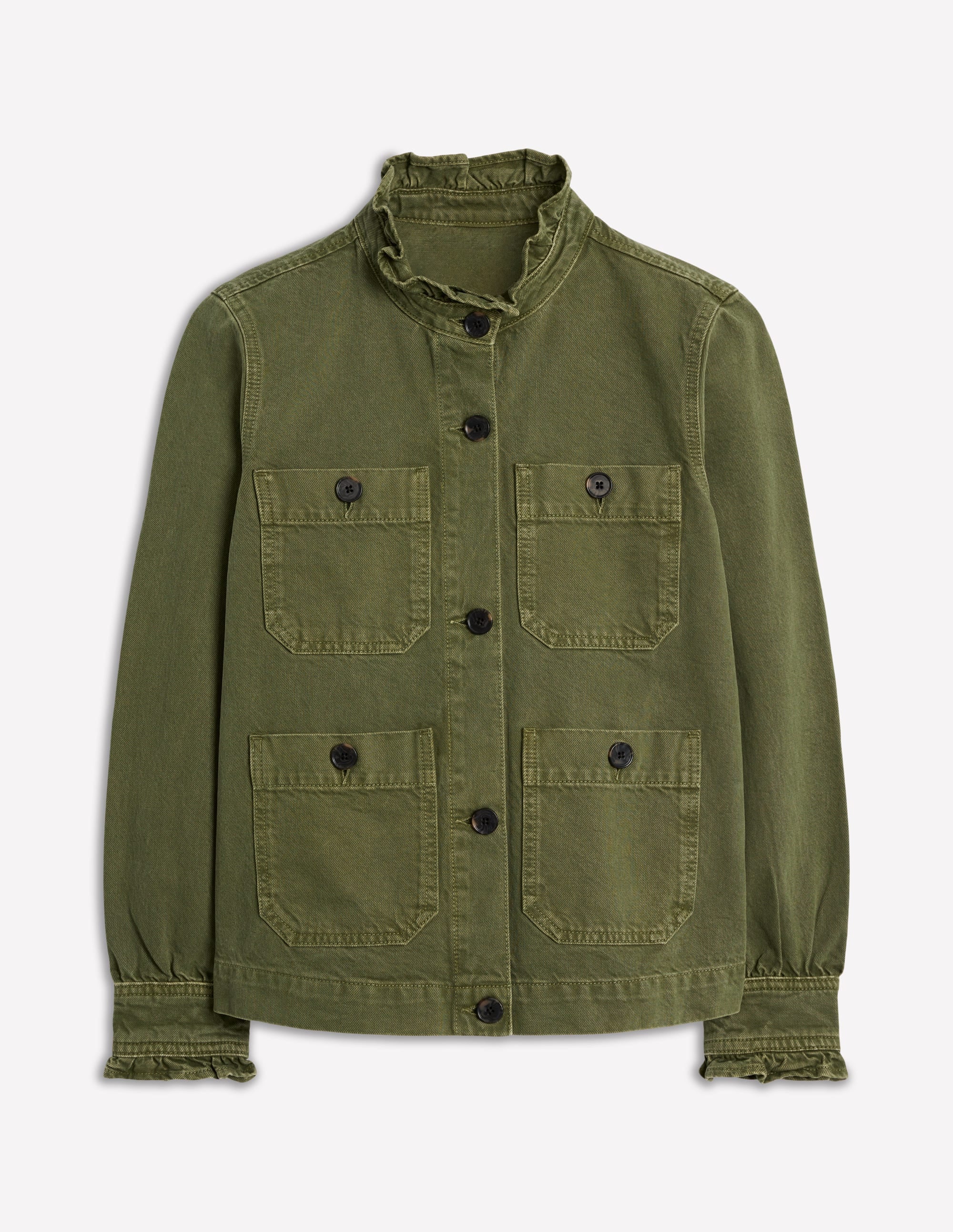 Cotton Frill Collar Jacket-Woodland Green - Image 6