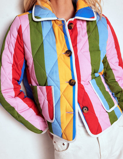 Fitzrovia Quilted Jacket-Rainbow Stripe-2