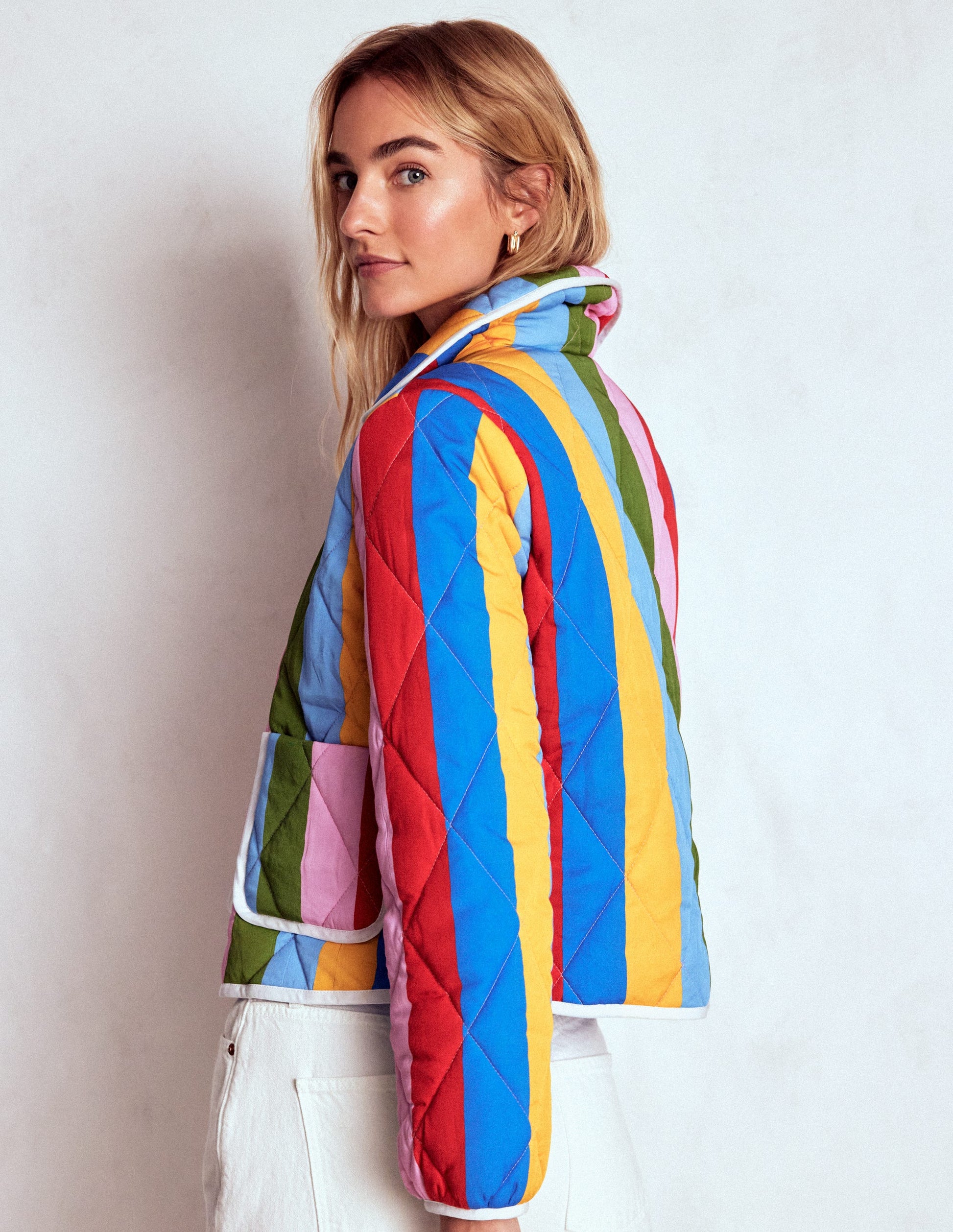 Fitzrovia Quilted Jacket-Rainbow Stripe-3