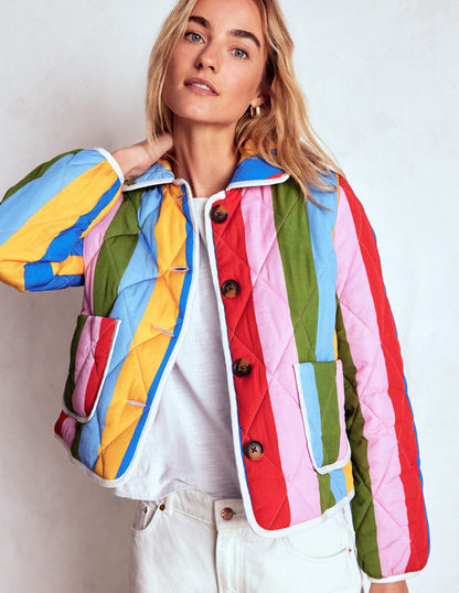 Fitzrovia Quilted Jacket-Rainbow Stripe-4
