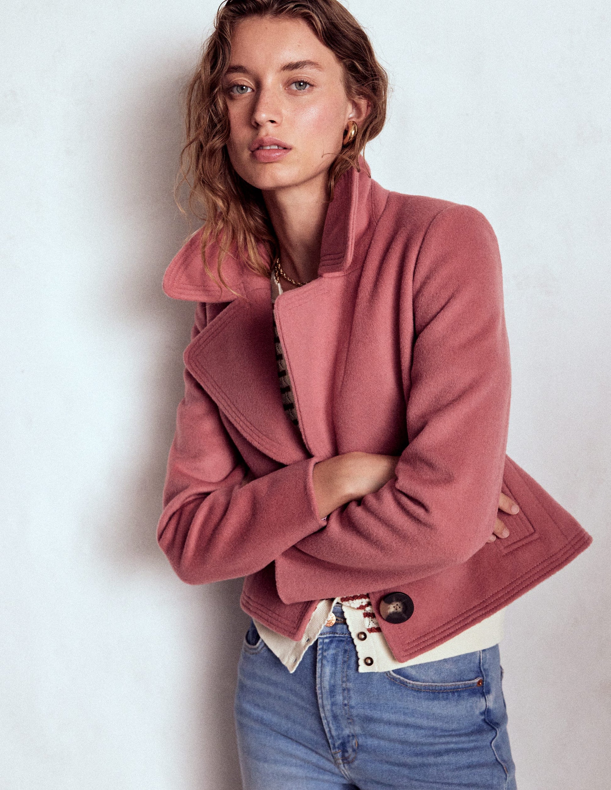 Topstitch Jacket-DUSTY PINK Boden UK