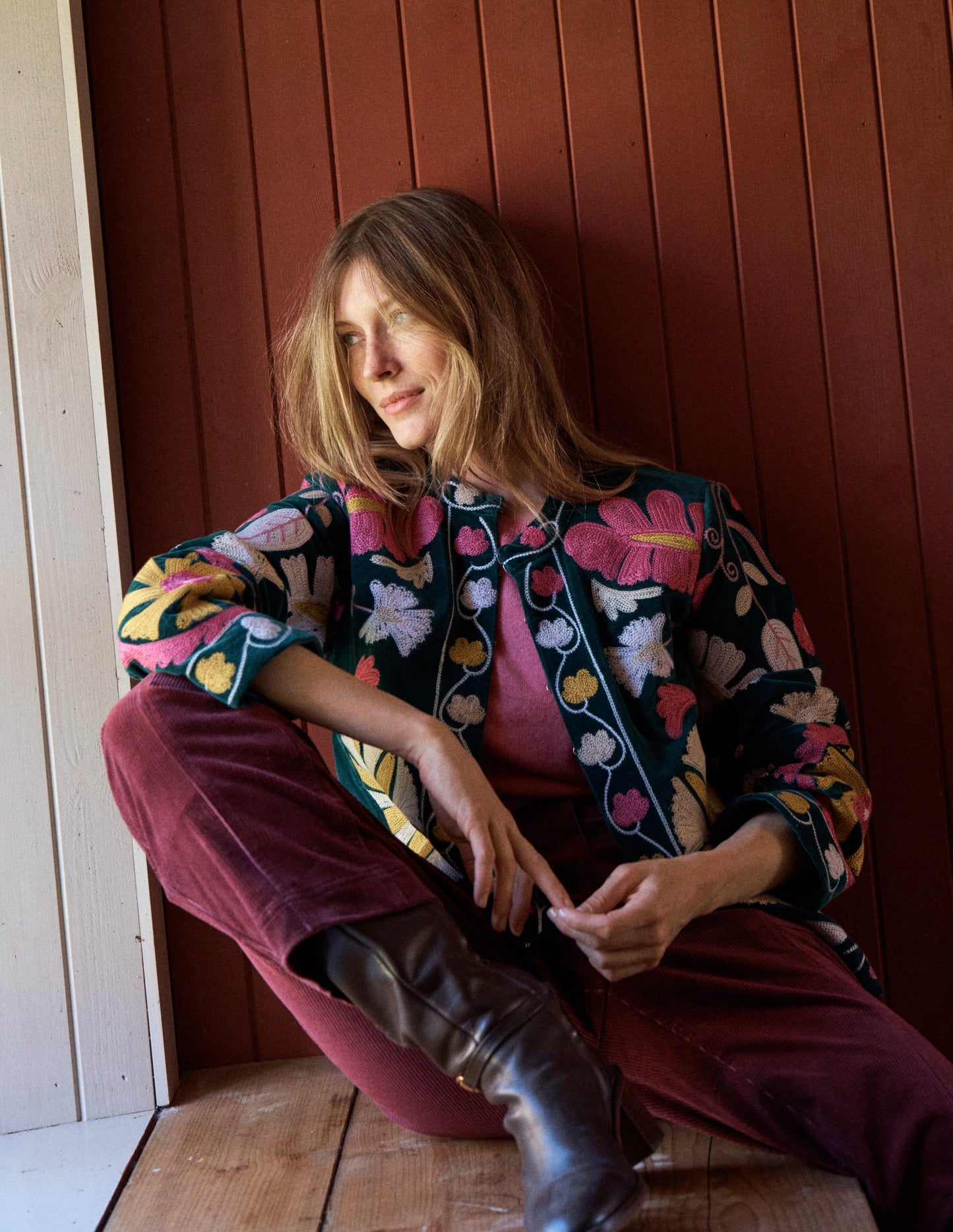 Embroidered Souvenir Jacket-Emerald Night Embroidery