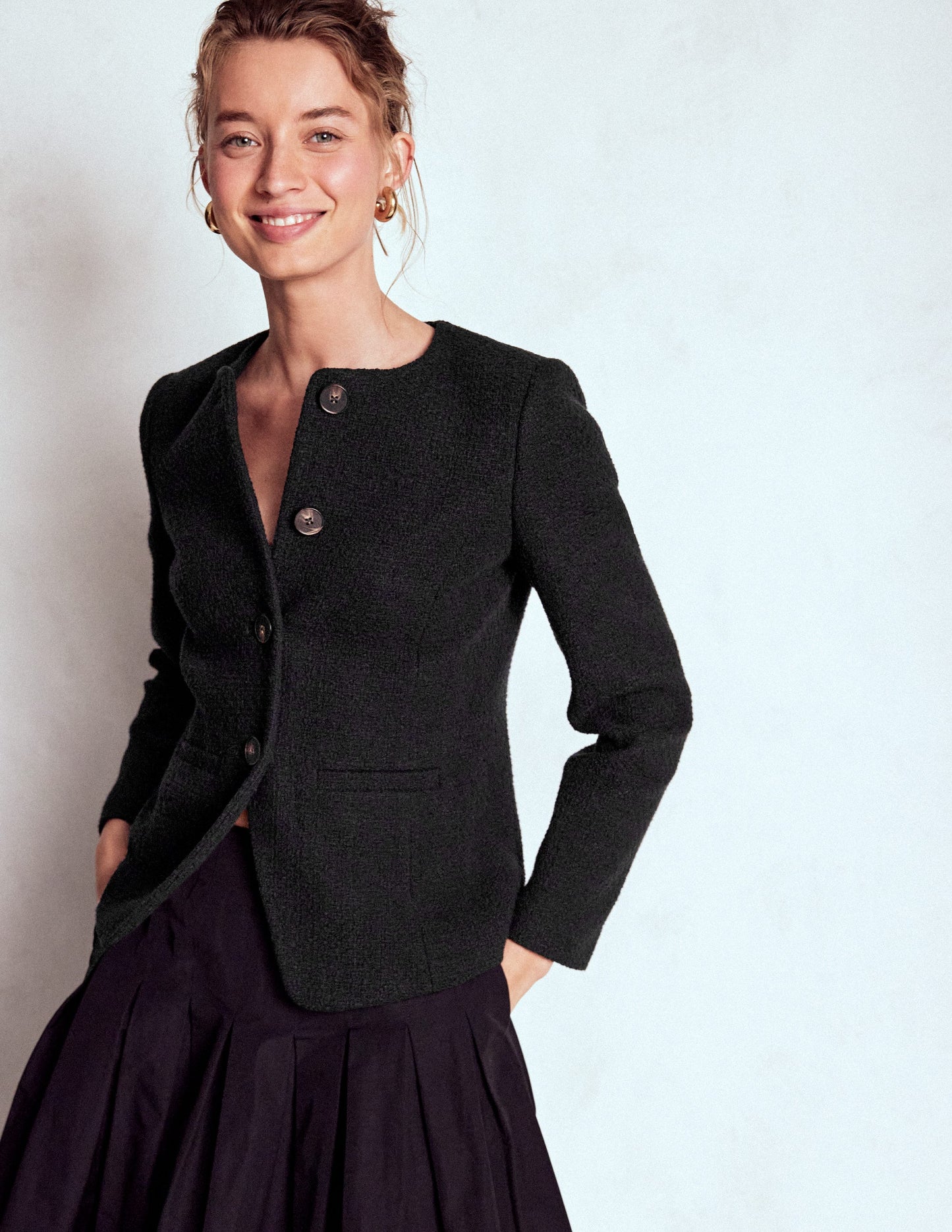 Hampstead Textured Blazer-Black