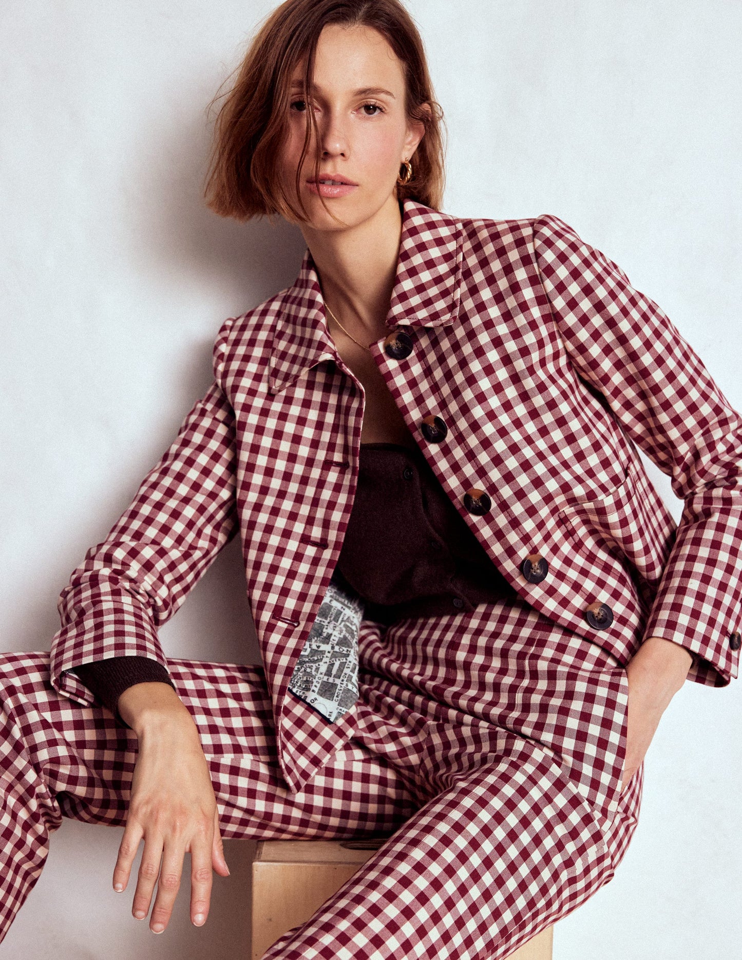 Knightsbridge Gingham Jacket-Chestnut Gingham