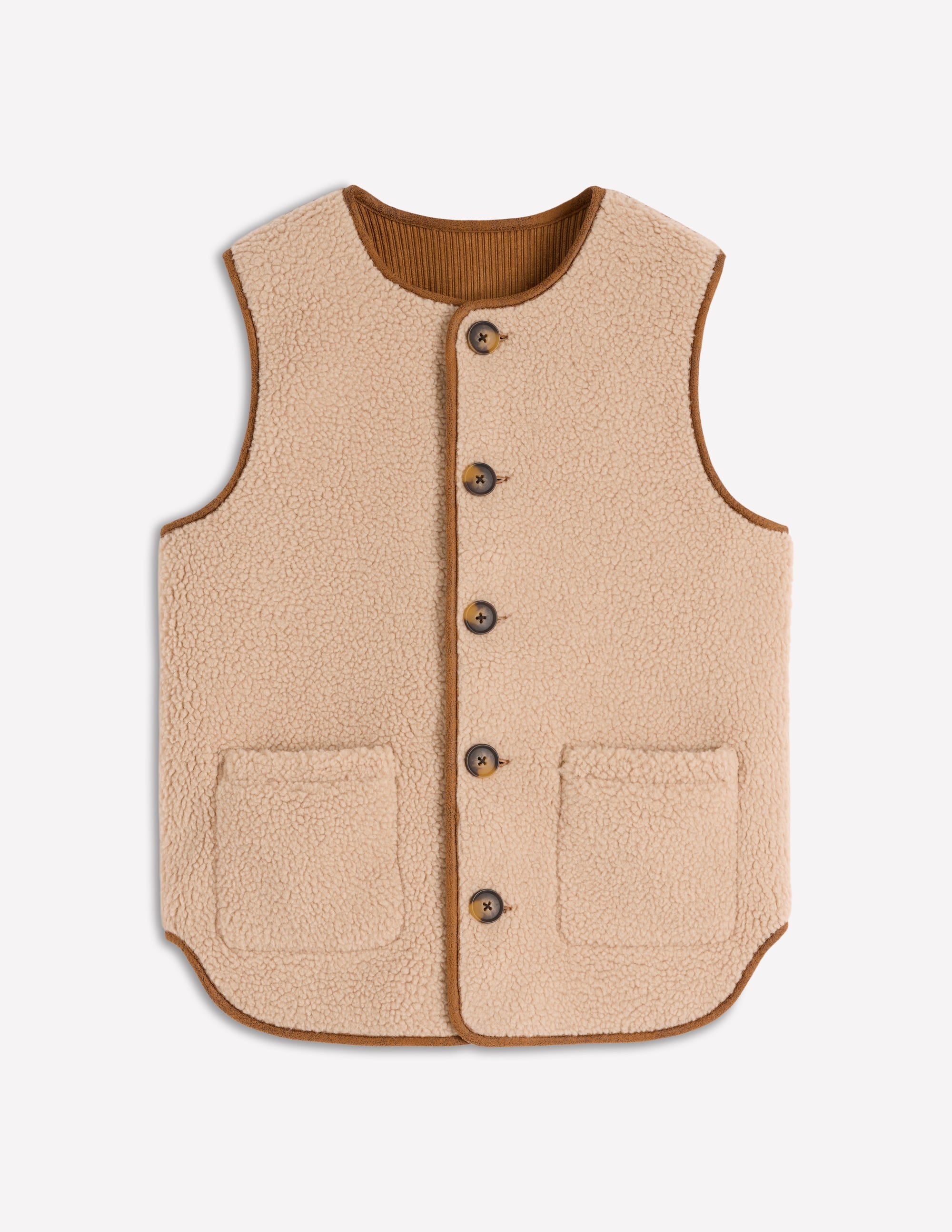 Clerkenwell Reversible Gilet-Hazelnut Brown, Natural - Image 7