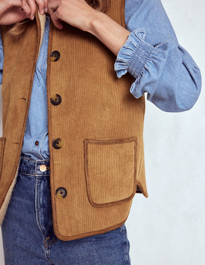 Clerkenwell Reversible Gilet-Hazelnut Brown, Natural-2