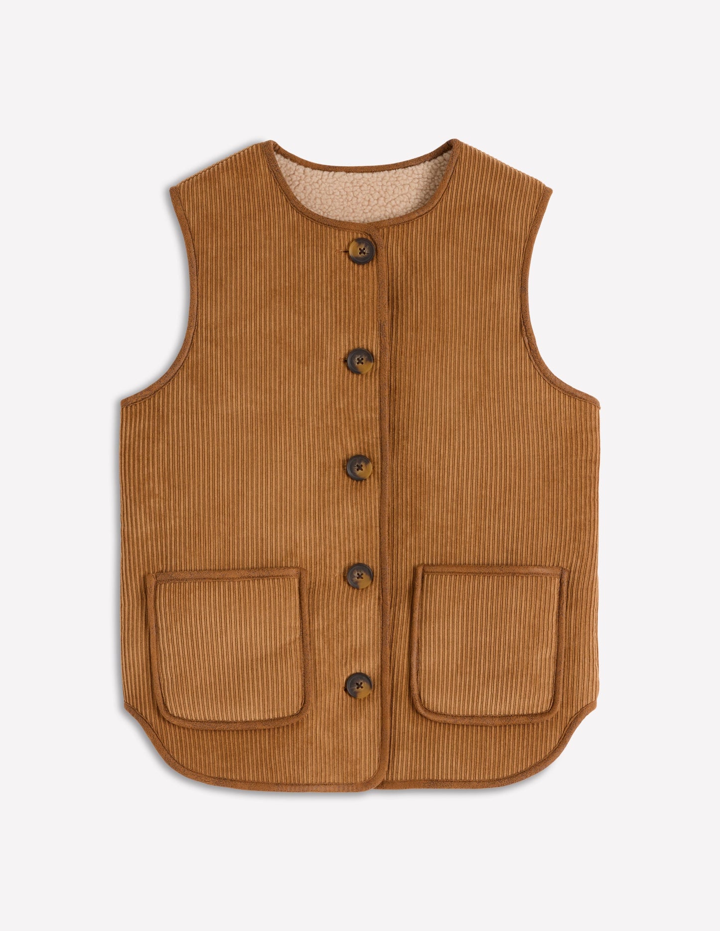 Clerkenwell Reversible Gilet-Hazelnut Brown, Natural