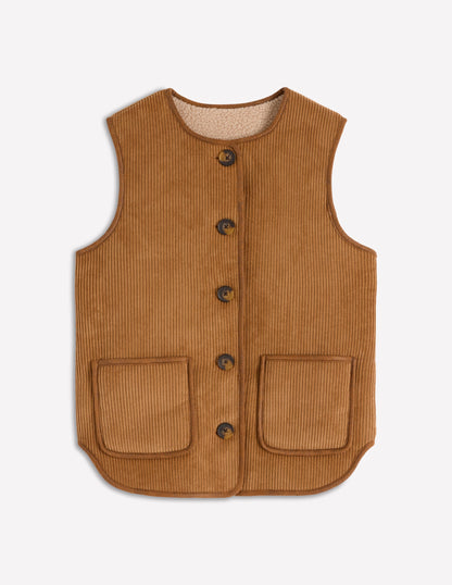 Clerkenwell Reversible Gilet-Hazelnut Brown, Natural-6