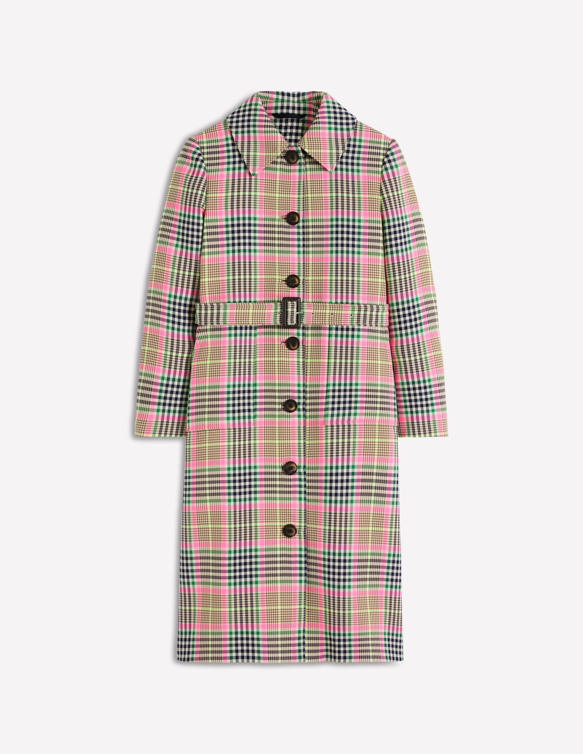 Lancaster Belted Mac-Brown, Neon Pink Check - Image 7