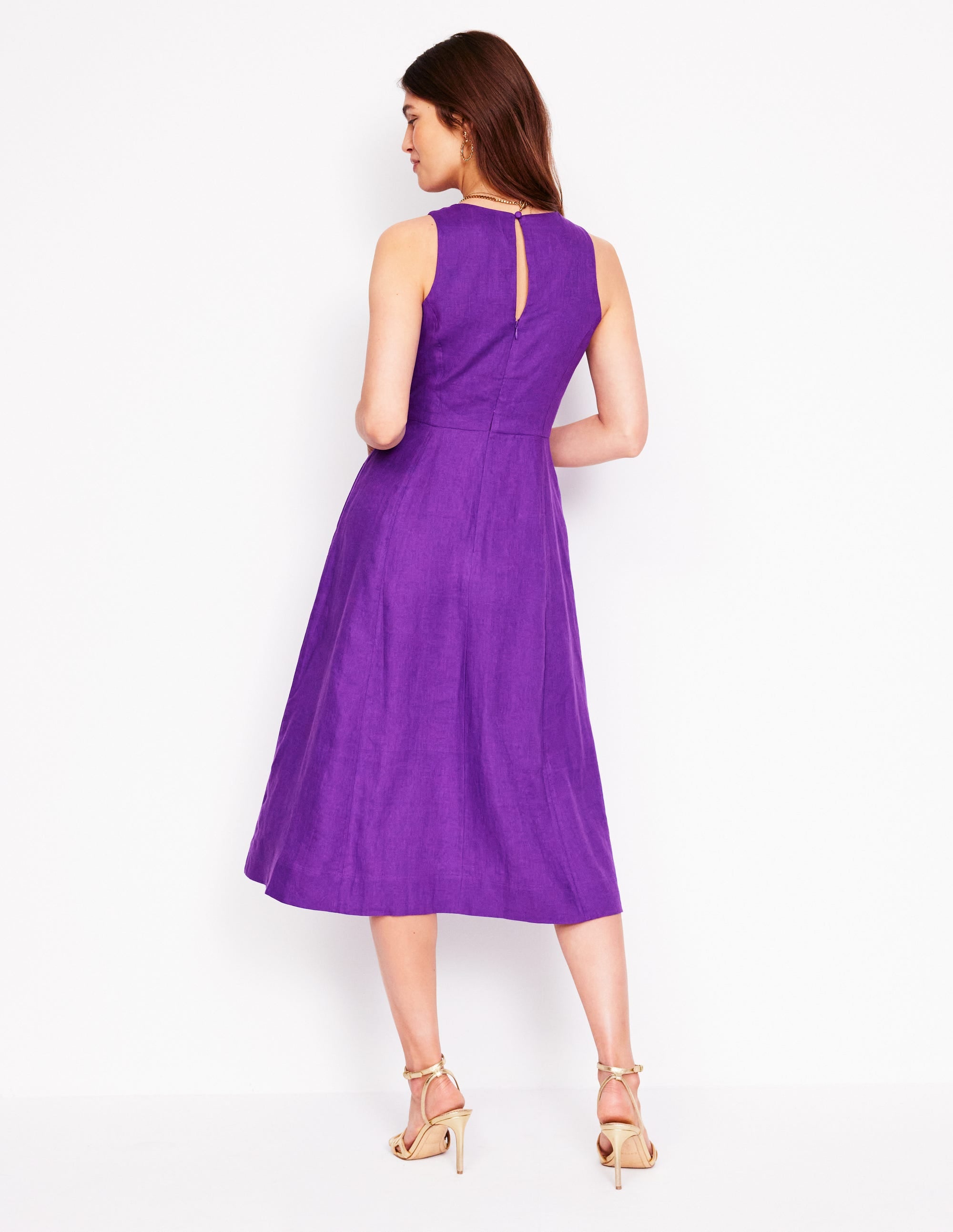 Carla Linen Midi Dress-Royal Purple - Image 4