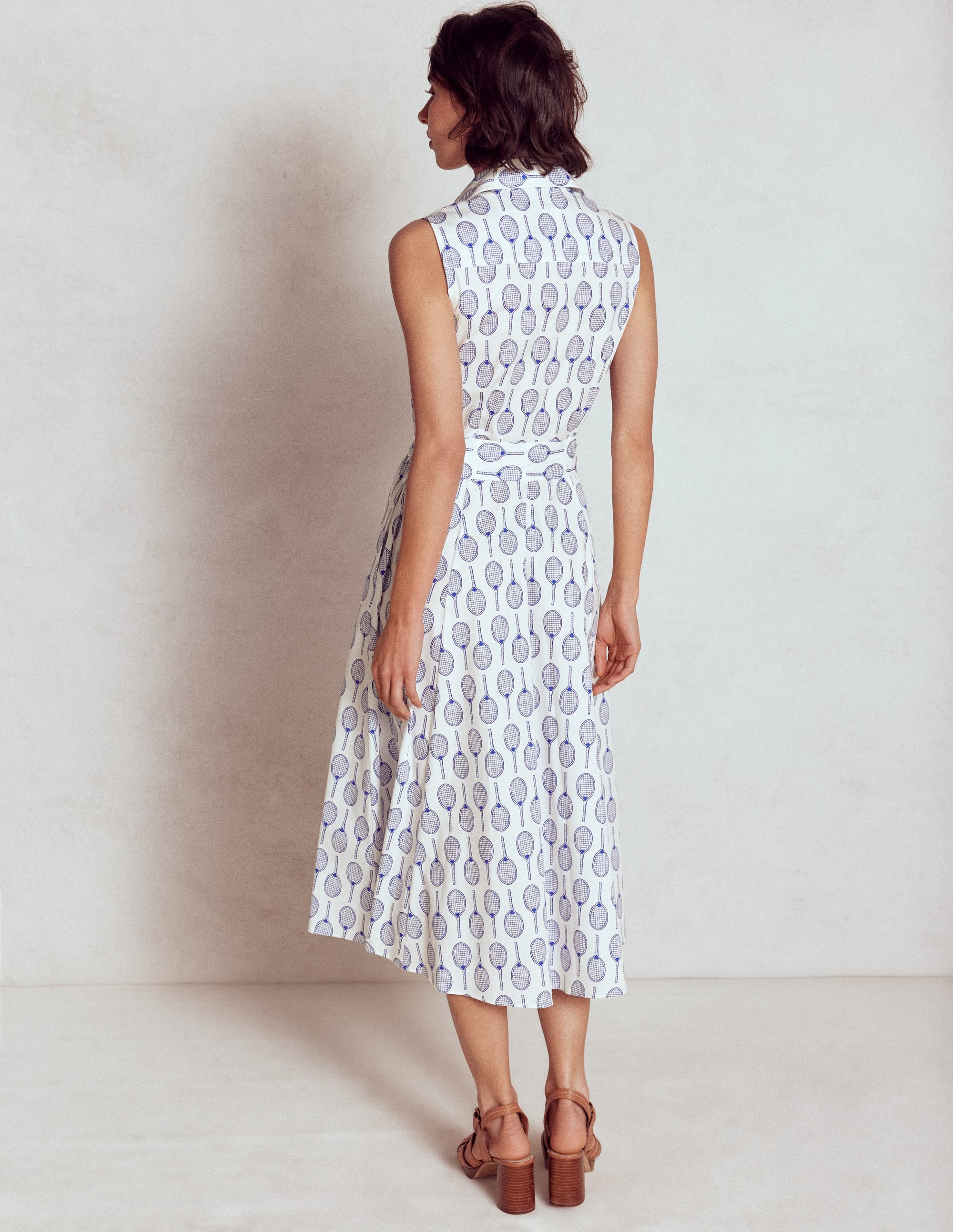 Amy Sleeveless Shirt Dress-Ivory, Tennis - Image 3