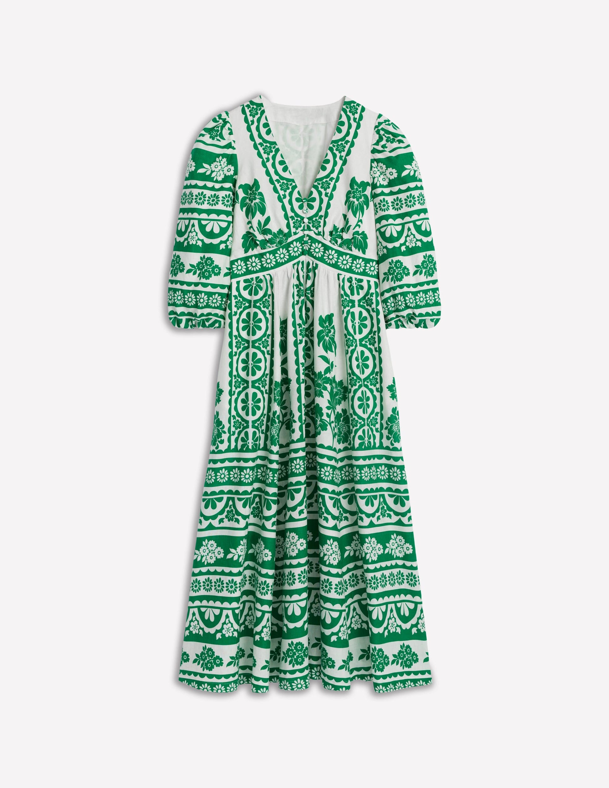 Lola Blouson Maxi Dress-Rich Emerald, Ornate Tropics | Boden UK Lola Blouson Maxi Dress-Rich Emerald, Ornate Tropics | Boden UK