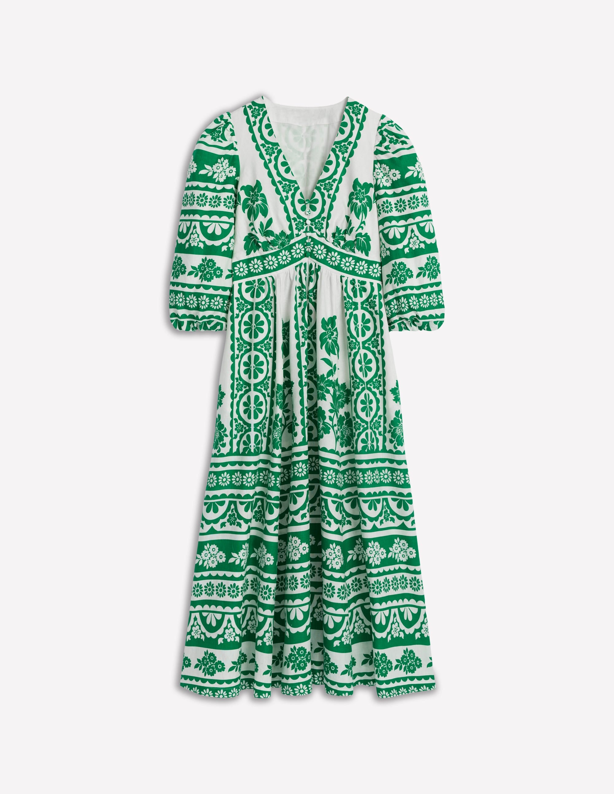 Lola Blouson Maxi Dress-Rich Emerald, Ornate Tropics - Image 6
