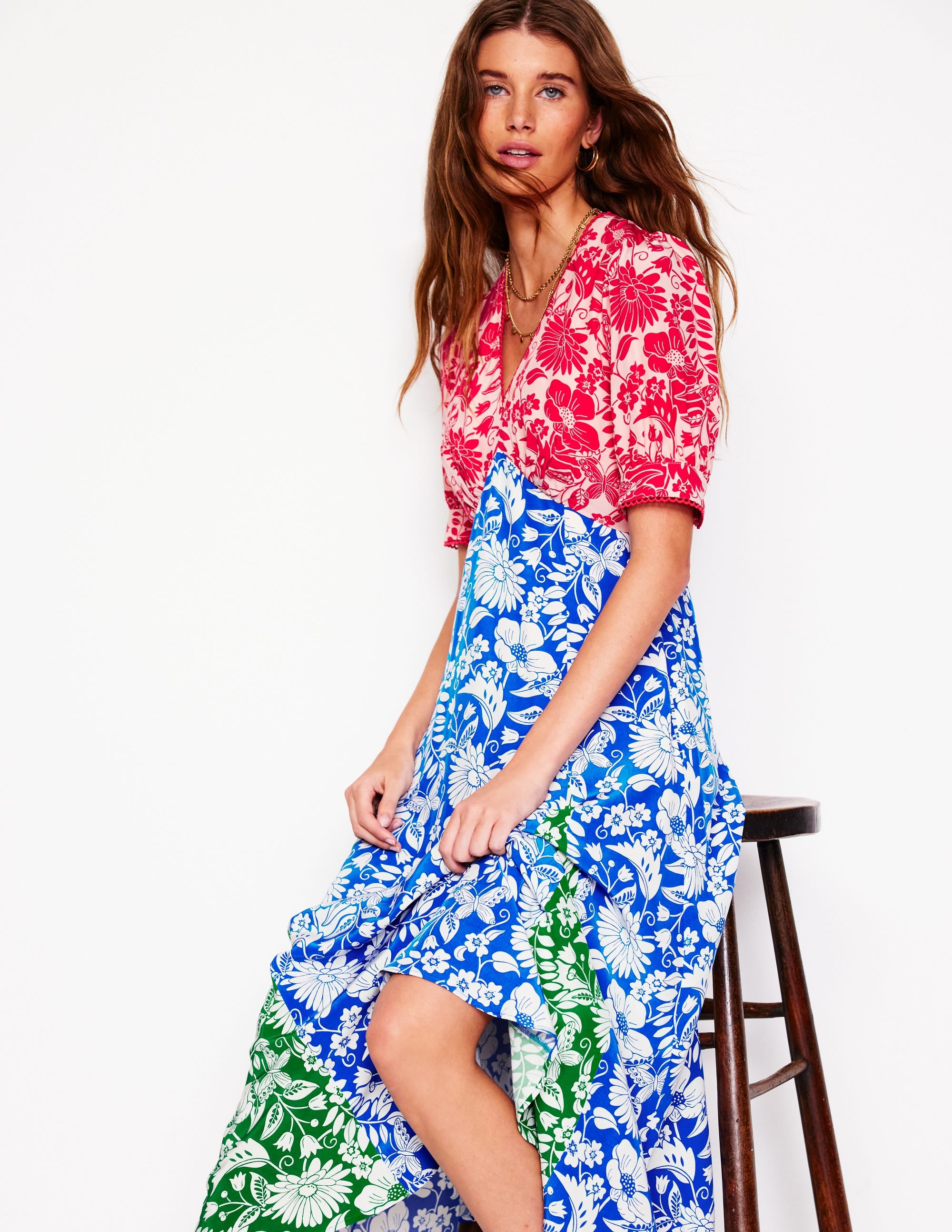 Rosie Godet Tea Dress-Multi, Wildflower Trail - Image 1
