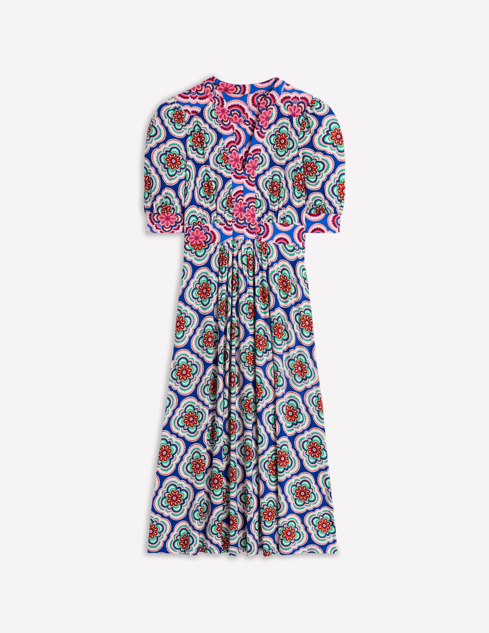Lily Jersey Midi Tea Dress-Bright Blue, Botanic Blush | Boden AU Lily Jersey Midi Tea Dress-Bright Blue, Botanic Blush | Boden AU