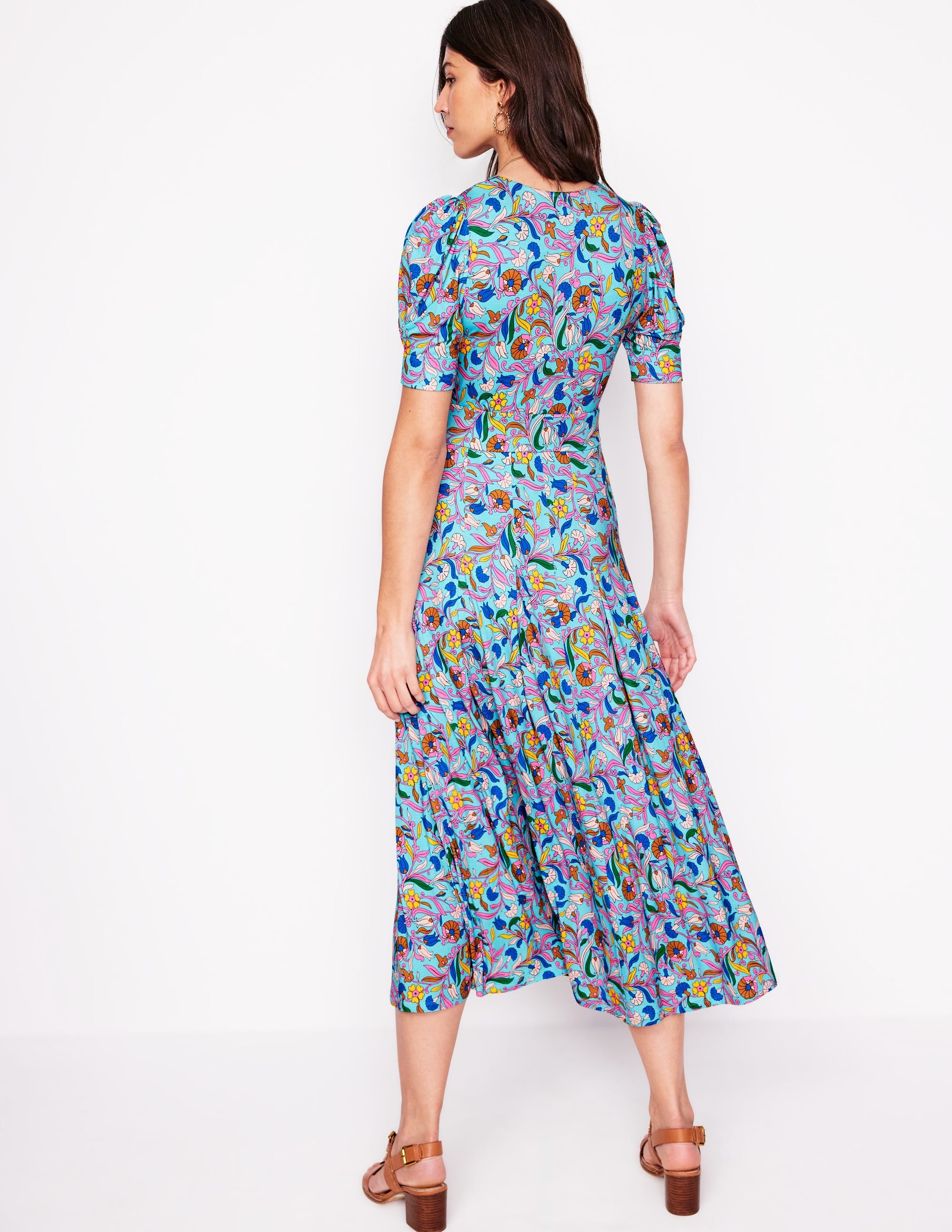kristen pleated jersey dress Boden Kristen Pleated Jersey Dress in Blue
