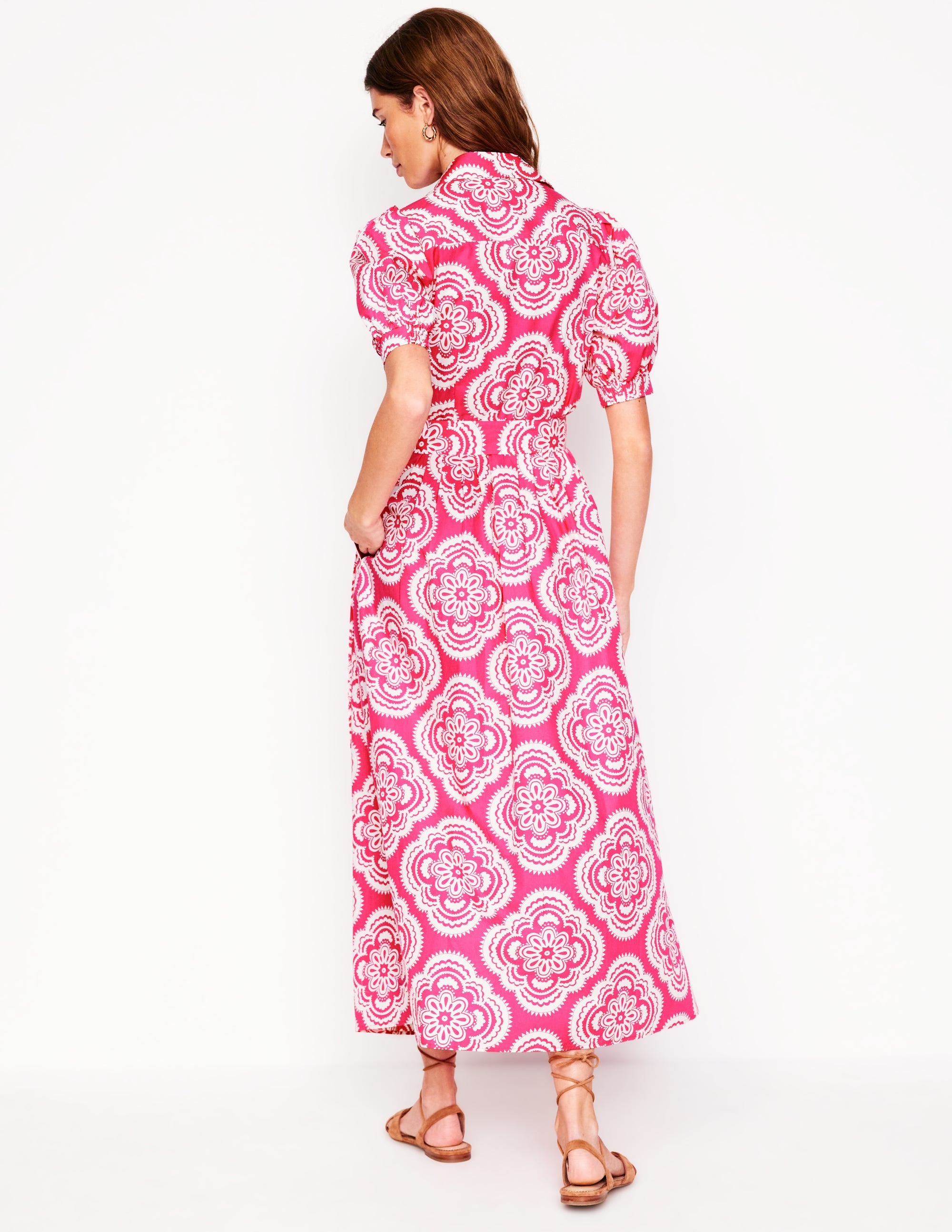Alexa Maxi Shirt Dress-Pink Peony, Botanic Blush - Image 3