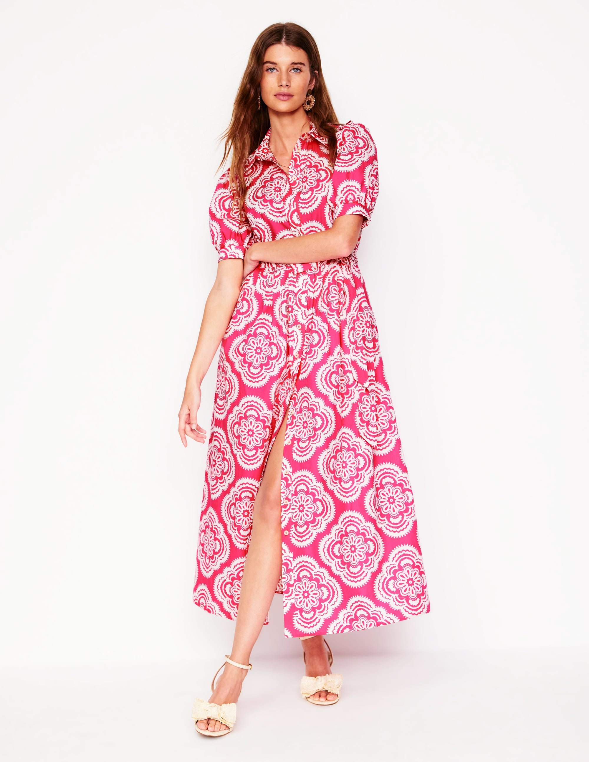 Alexa Maxi Shirt Dress-Pink Peony, Botanic Blush - Image 5