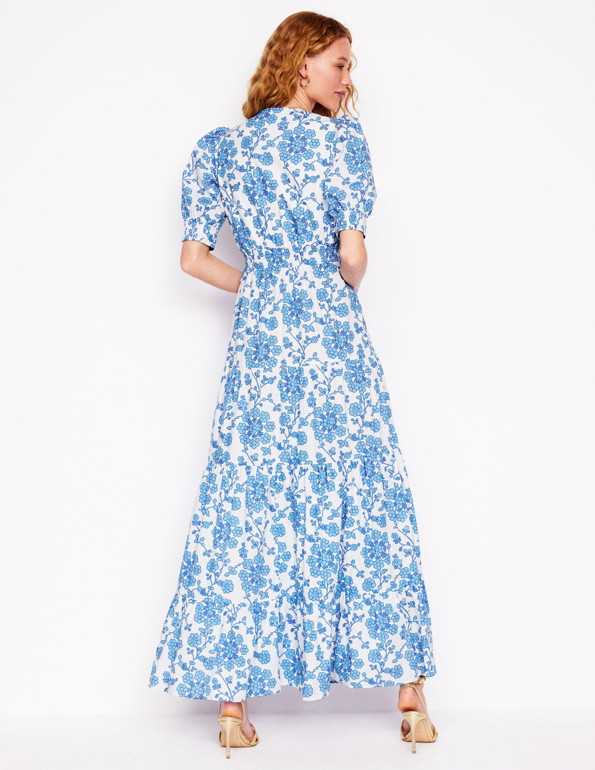 Bella Puff Sleeve Maxi Dress-Ivory, Trailing Yarrow - Image 3