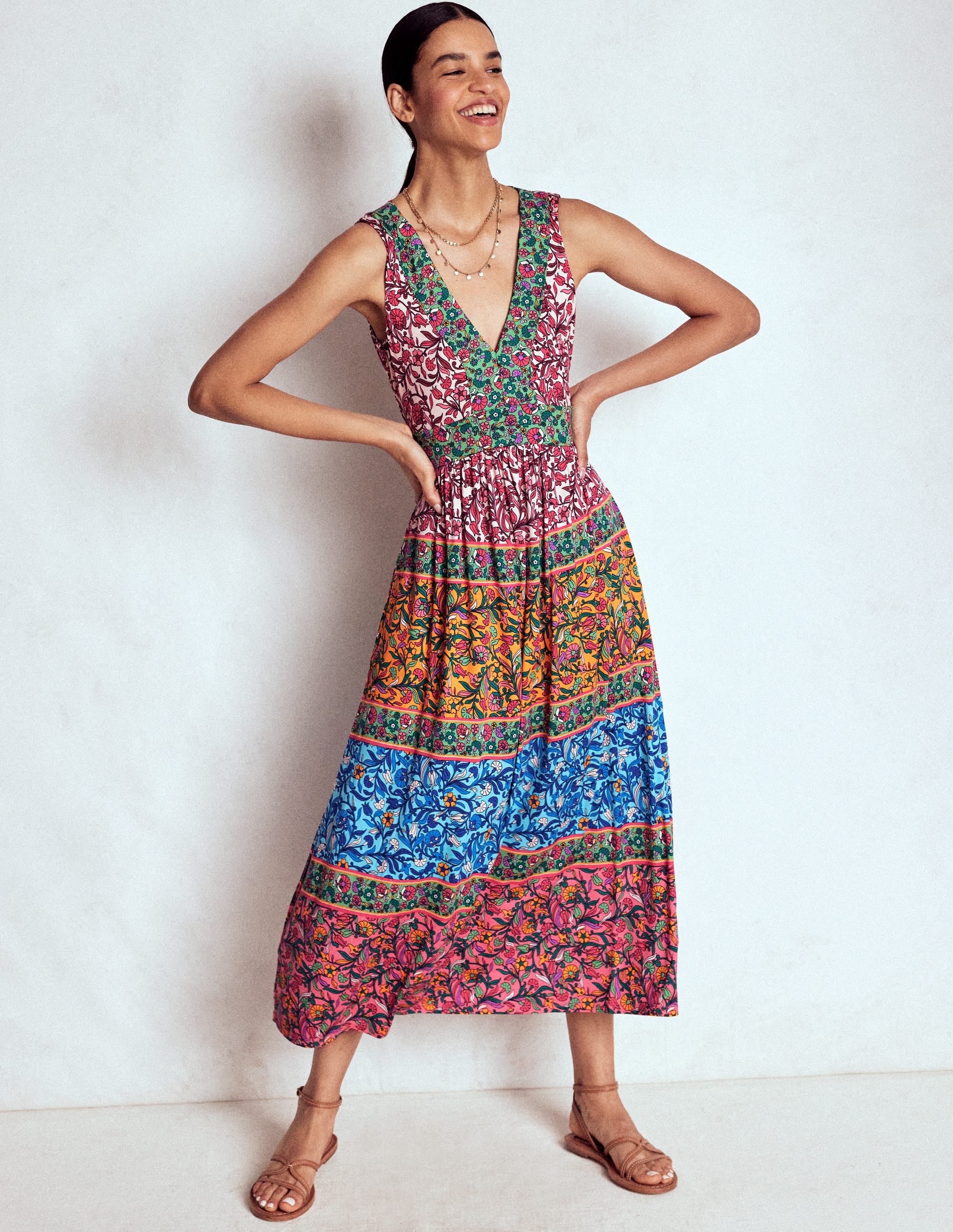 Olympia Jersey Maxi Dress-Multi, Enchanting Vine - Image 1