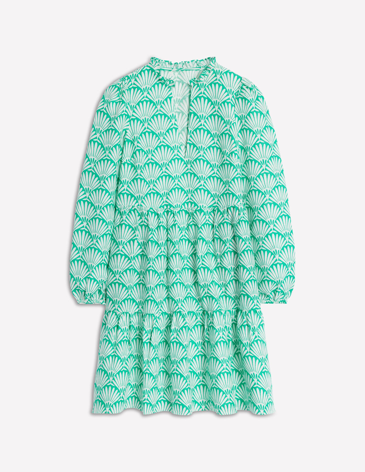 Esme Linen Mini Dress-Aquamarine Blue, Deco Palm - Image 6
