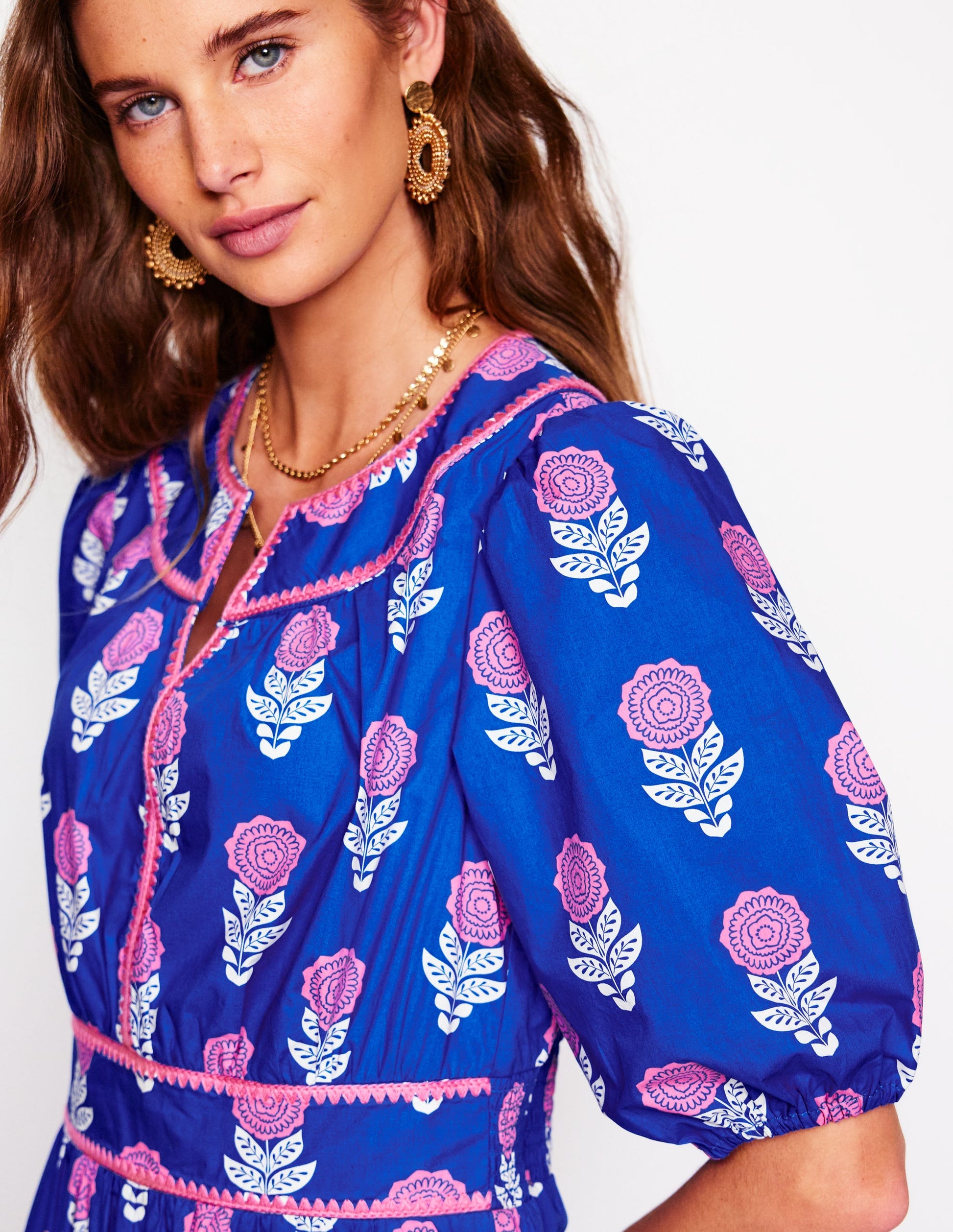 rhea embroidered midi dress BODEN Rhea Embroidered Midi Dress
