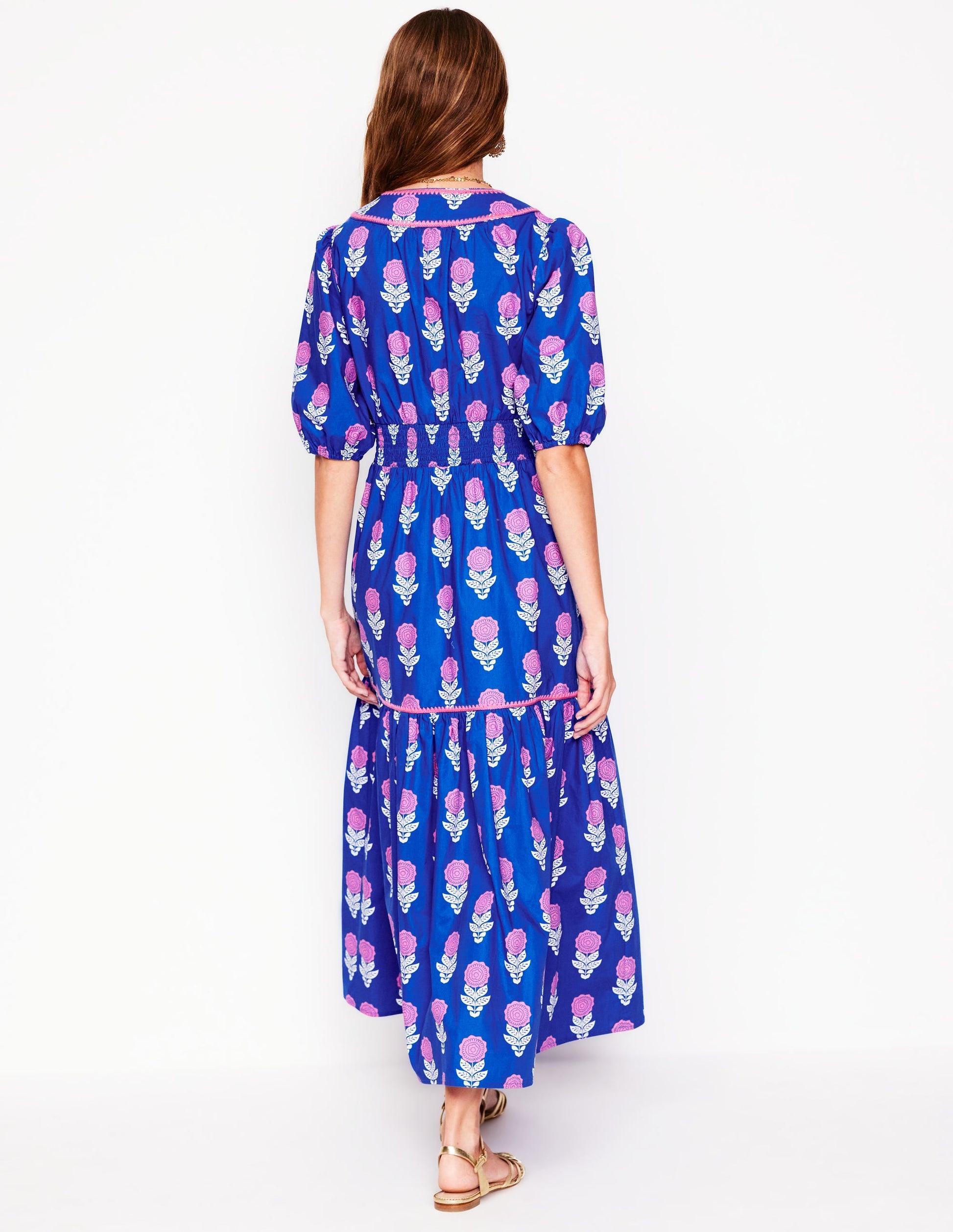 Rhea Embroidered Midi Dress-Gallery Blue, Dahlia Sprig | Boden AU Rhea Embroidered Midi Dress-Gallery Blue, Dahlia Sprig | Boden AU